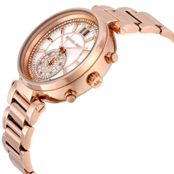 Michael Kors Rose Gold Pave Sawyer Chronograph Watch MK6282 - Picture 3 of 5